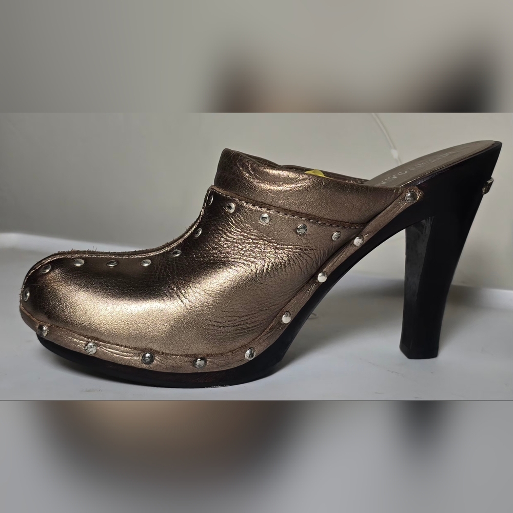 Michael Kors Astor Leather Bronze Studded Mules 7 - Picture 5 of 12